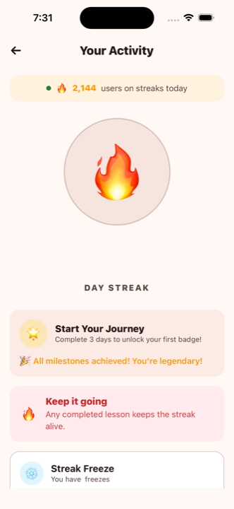 Spiko streak — kunlik davomiylik