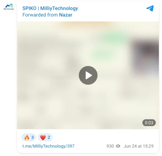 Nazar ulashgan imtihon sertifikati videosining Telegram ko‘rinishi